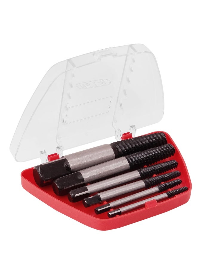 6 Pcs Screw Extractor Set Broken Bolt Stud Remover Tool High Carbon Steel Reverse Thread Easy Out Kit for Damaged Rusted Stripped Screws Bolts Pipes Nuts Fasteners Plumbing Automotive Mechanical Repair Home Workshop Use DIY Maintenance Industrial - Image 1